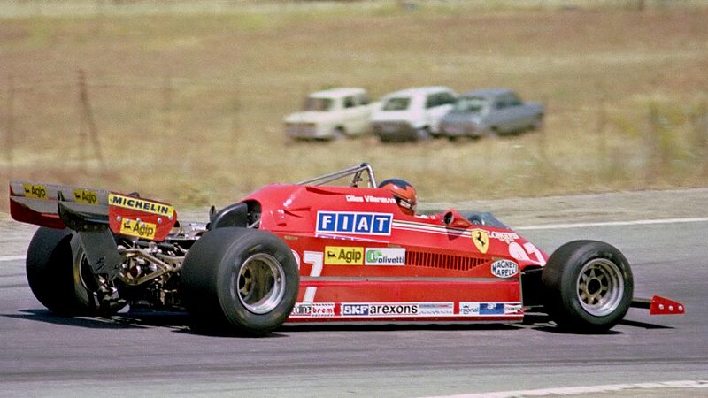 Gilles Villeneuve (Ferrari 126 CK), vencedor del G.P. España de 1981 celebrado en el circuito del Jarama.