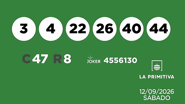 SELAE - Sorteo de la Lotería Primitiva y Joker del 12/09/2026