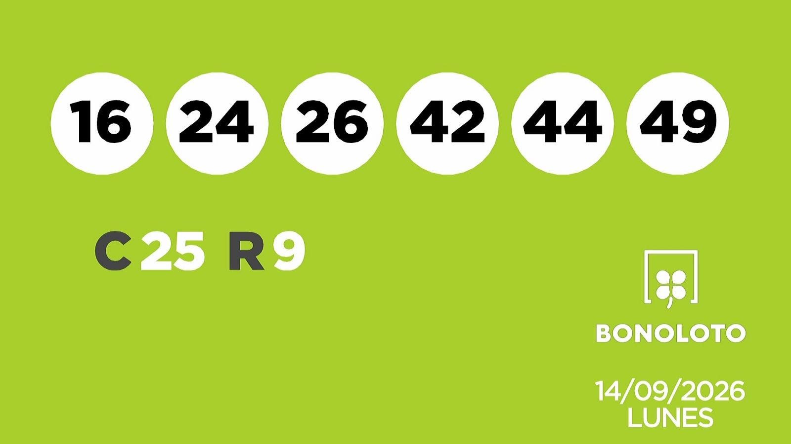 Sorteo de la Lotería Bonoloto del 14/09/2026 - Ver ahora