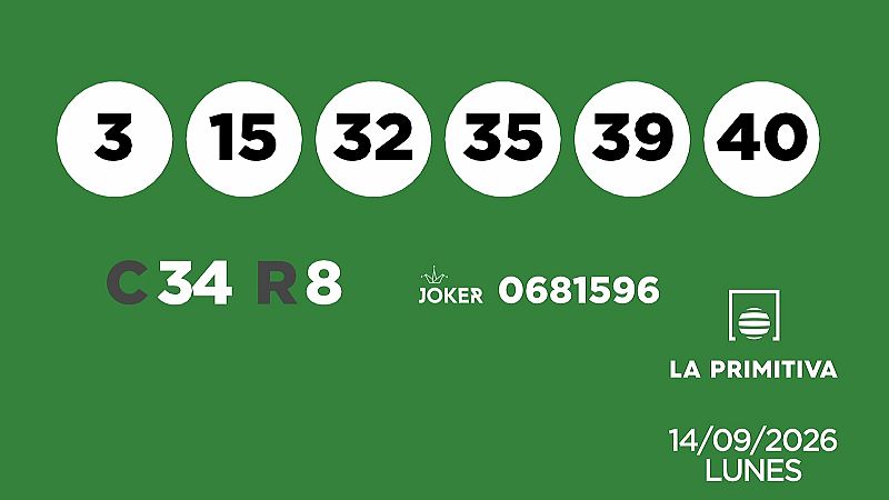 Sorteo de la Lotería Primitiva y Joker del 14/09/2026 - Ver ahora