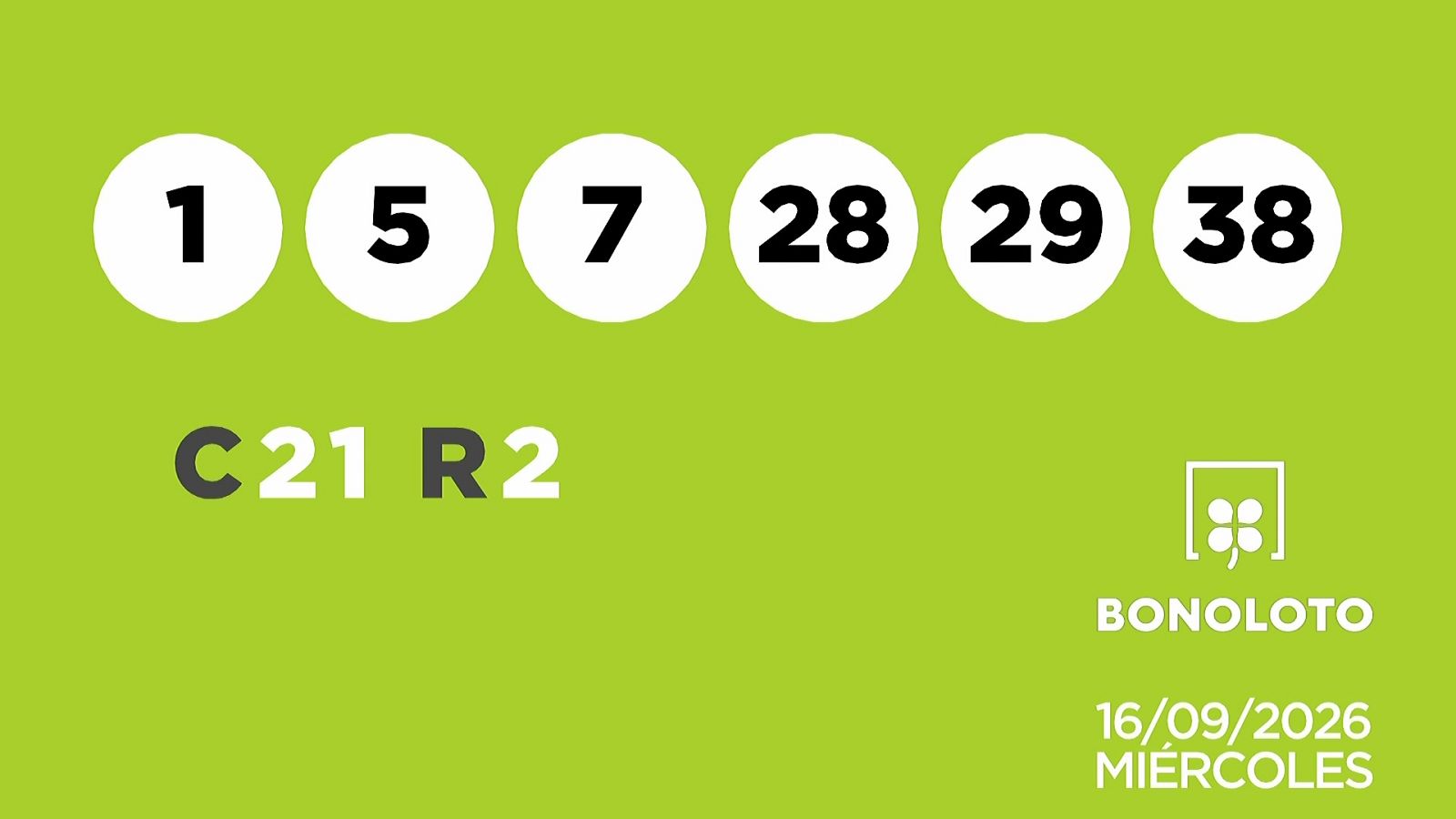 Sorteo de la Lotería Bonoloto del 16/09/2026 - Ver ahora
