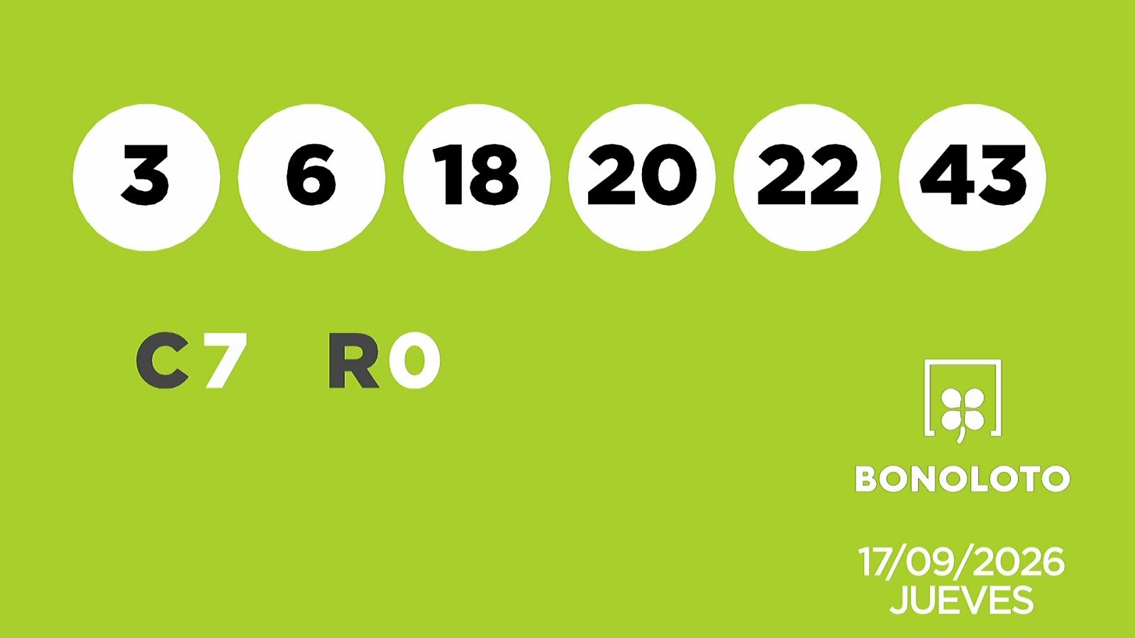 Sorteo de la Lotería Bonoloto del 17/09/2026 - Ver ahora