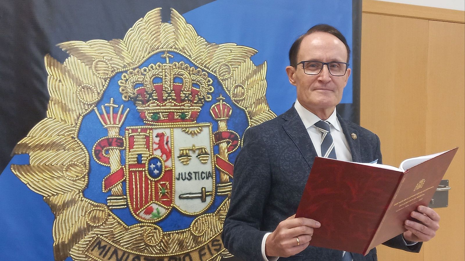 El fiscal superior de la Región de Murcia, José Luis Díaz Manzanera, durante la presentación de la Memoria de la Fiscalía correspondiente a 2025