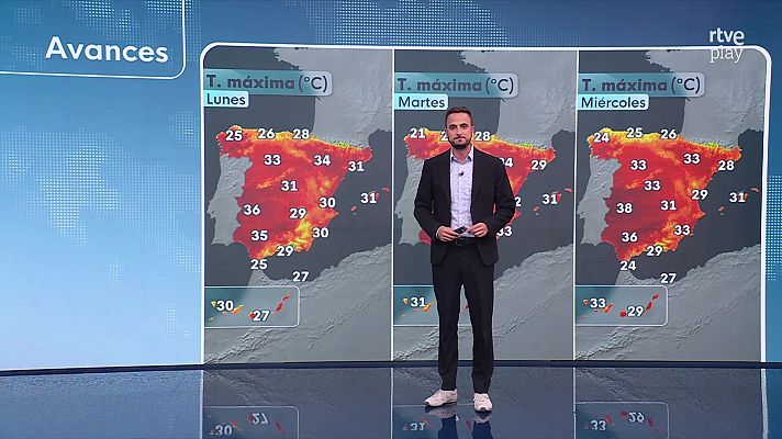 El tiempo - Las máximas aumentarán en la mayor parte del país, ascensos notables en Galicia, Cantábrico y alto Ebro