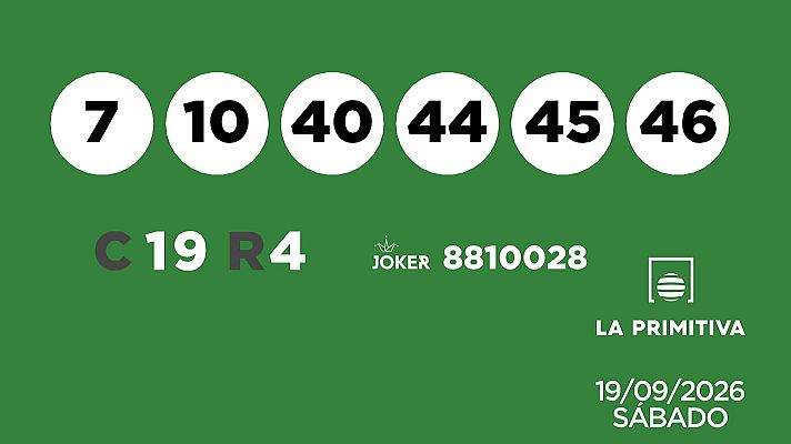 SELAE - Sorteo de la Lotería Primitiva y Joker del 19/09/2026 