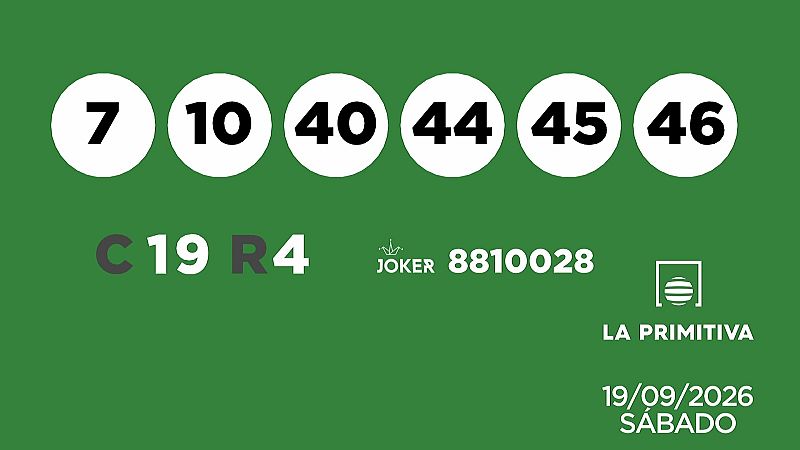 Sorteo de la Lotería Primitiva y Joker del 19/09/2026 - Ver ahora