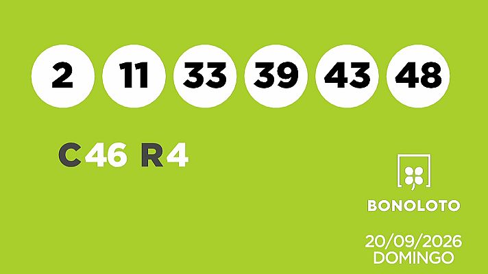 SELAE - Sorteo de la Lotería Bonoloto del 20/09/2026