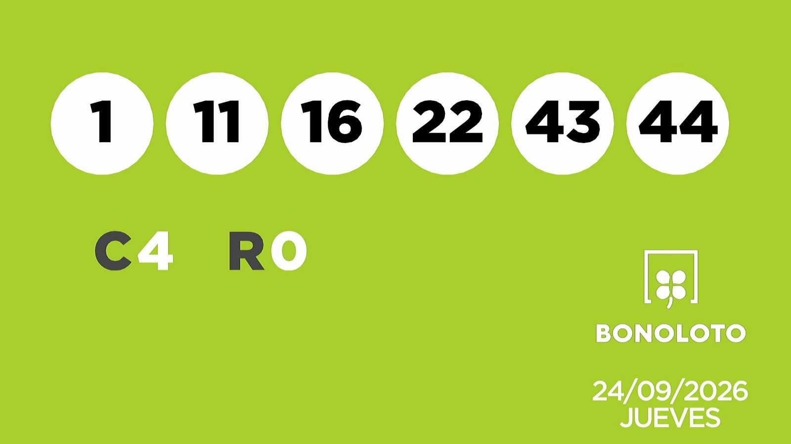 Sorteo de la Lotería Bonoloto del 24/09/2026 - Ver ahora