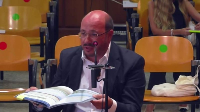 Pedro Antonio Sánchez durante el juicio del proyecto Auditorio de Puerto Lumbreras