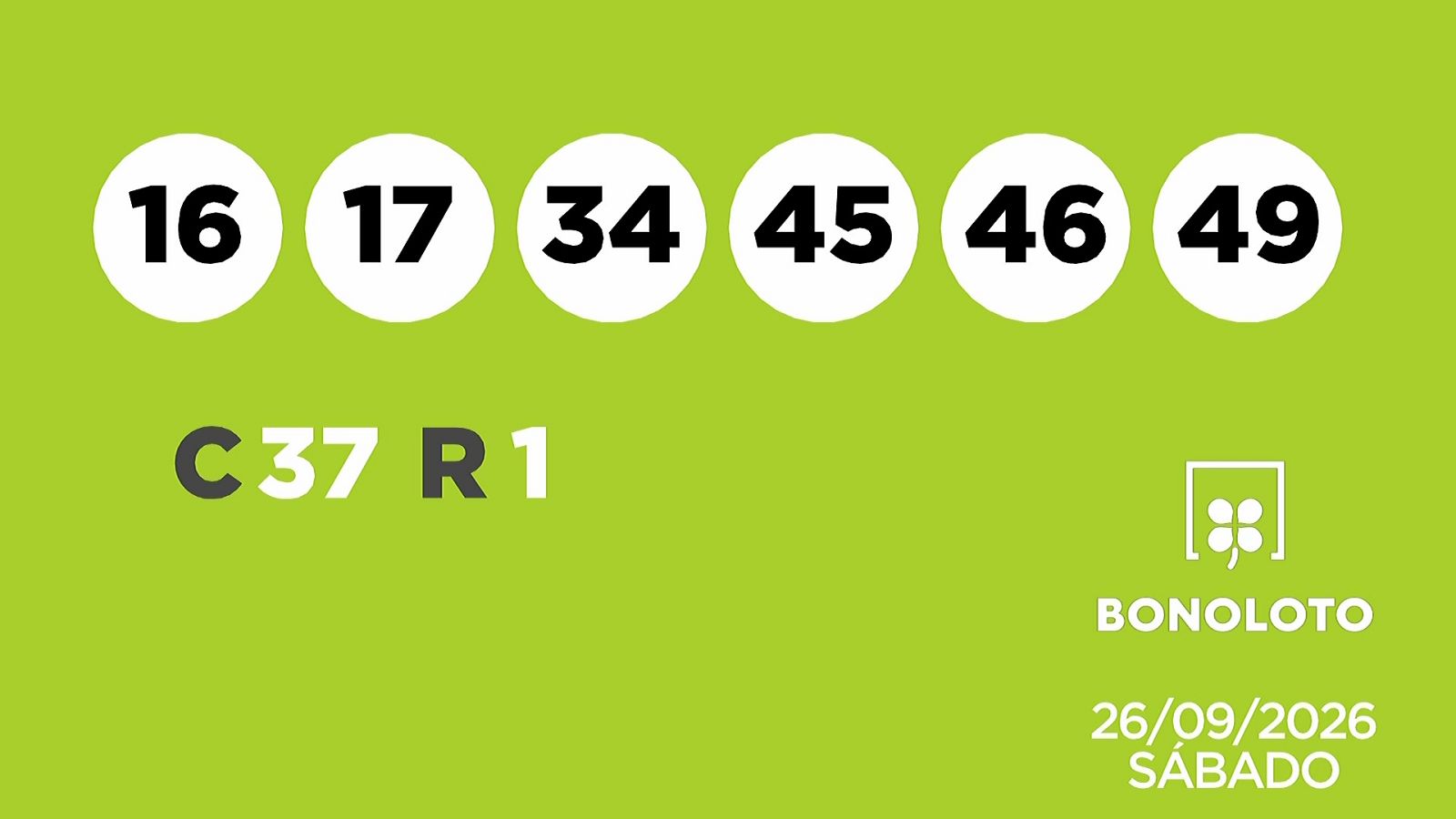 Sorteo de la Lotería Bonoloto del 26/09/2026 - Ver ahora
