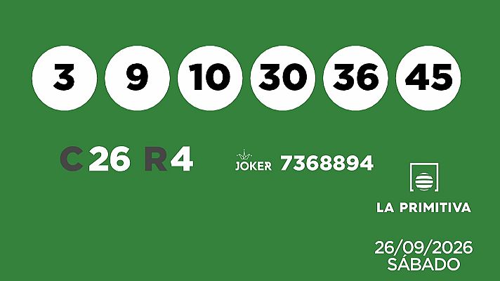 SELAE - Sorteo de la Lotería Primitiva y Joker del 26/09/2026