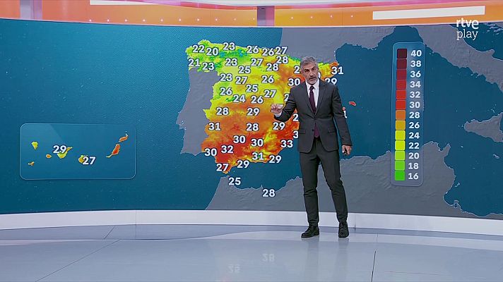 El tiempo - Tormentas fuertes en nordeste peninsular con precipitaciones fuertes, puntualmente acompañadas de granizo