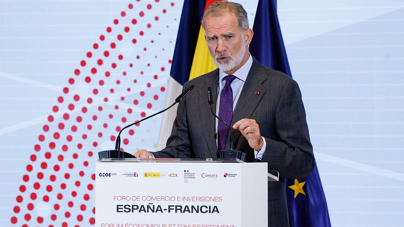 El rey Felipe VI interviene en el Foro de Comercio e Inversiones España - Francia, este miércoles en Madrid
