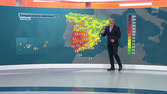 El tiempo - Tormentas en el tercio oriental y Baleares, con chubascos muy fuertes, pudiendo ir acompañadas de granizo