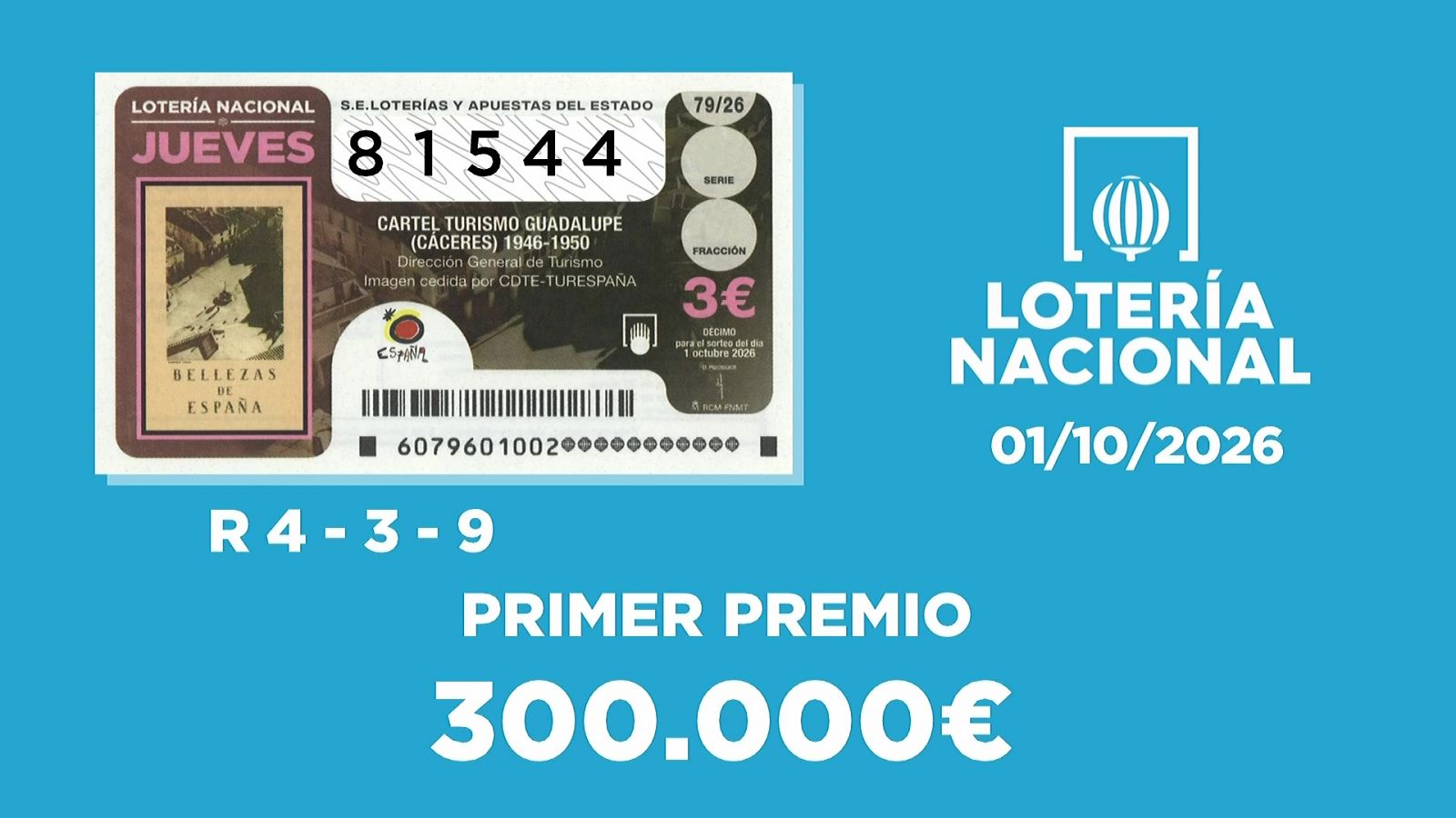 Sorteo de la Lotería Nacional del 01/10/2026 - Ver ahora