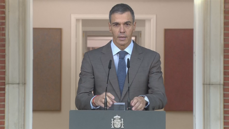 Pedro Sánchez en el momento que anunció el adelanto electoral
