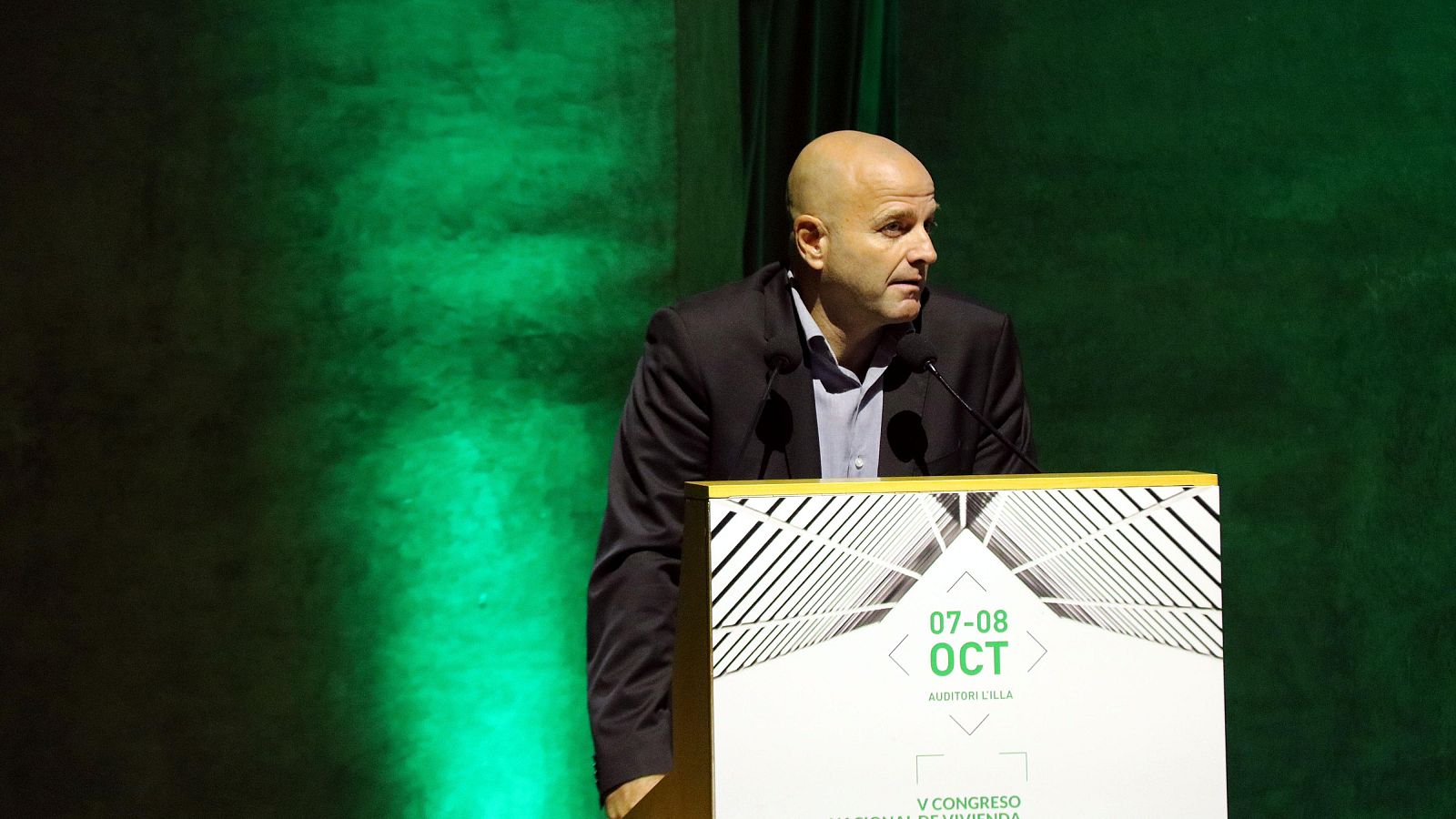 El president de Construmat i d'APCEspaña, Xavier Vilajoana, durant l’obertura del V Congrés Nacional d’Habitatge, que enguany se celebra a Barcelona