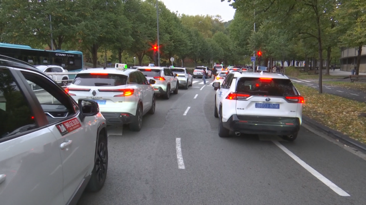 Telenorte - País Vasco - Taxistas de todo el País Vasco protestan en San Sebastián para exigir más control a las VTCs