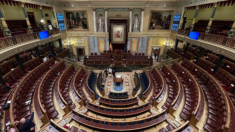 Vista general del hemiciclo del Congreso de los Diputados vac�o