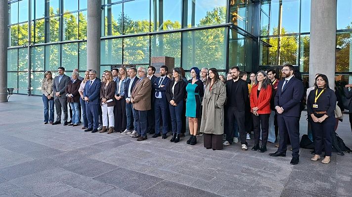 Informativo 24h - Más Madrid y el PSOE guardan un minuto de silencio por Maricarmen fuera de la Asamblea sin el PP ni Vox