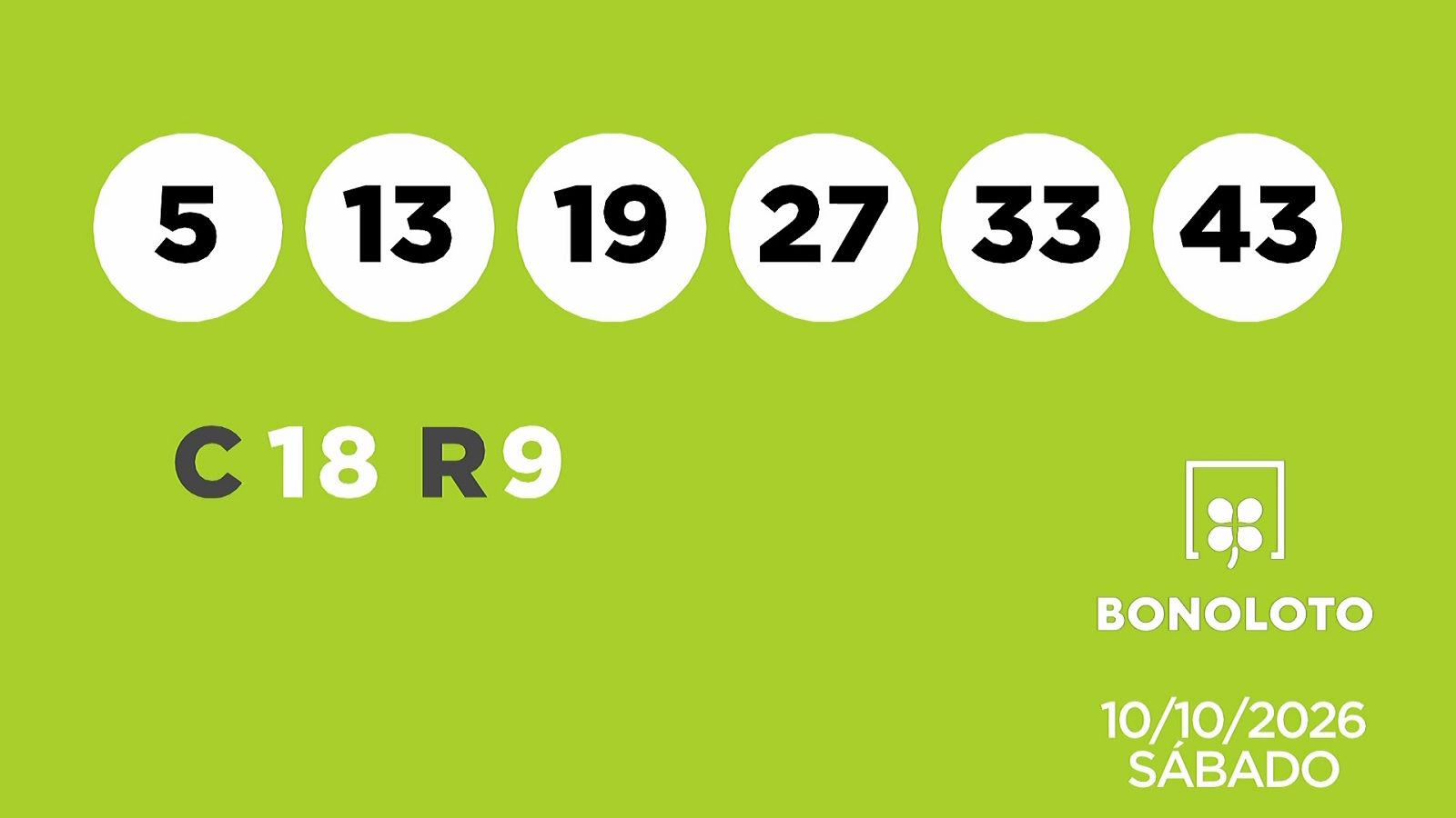 Sorteo de la Lotería Bonoloto del 10/10/2026 - Ver ahora