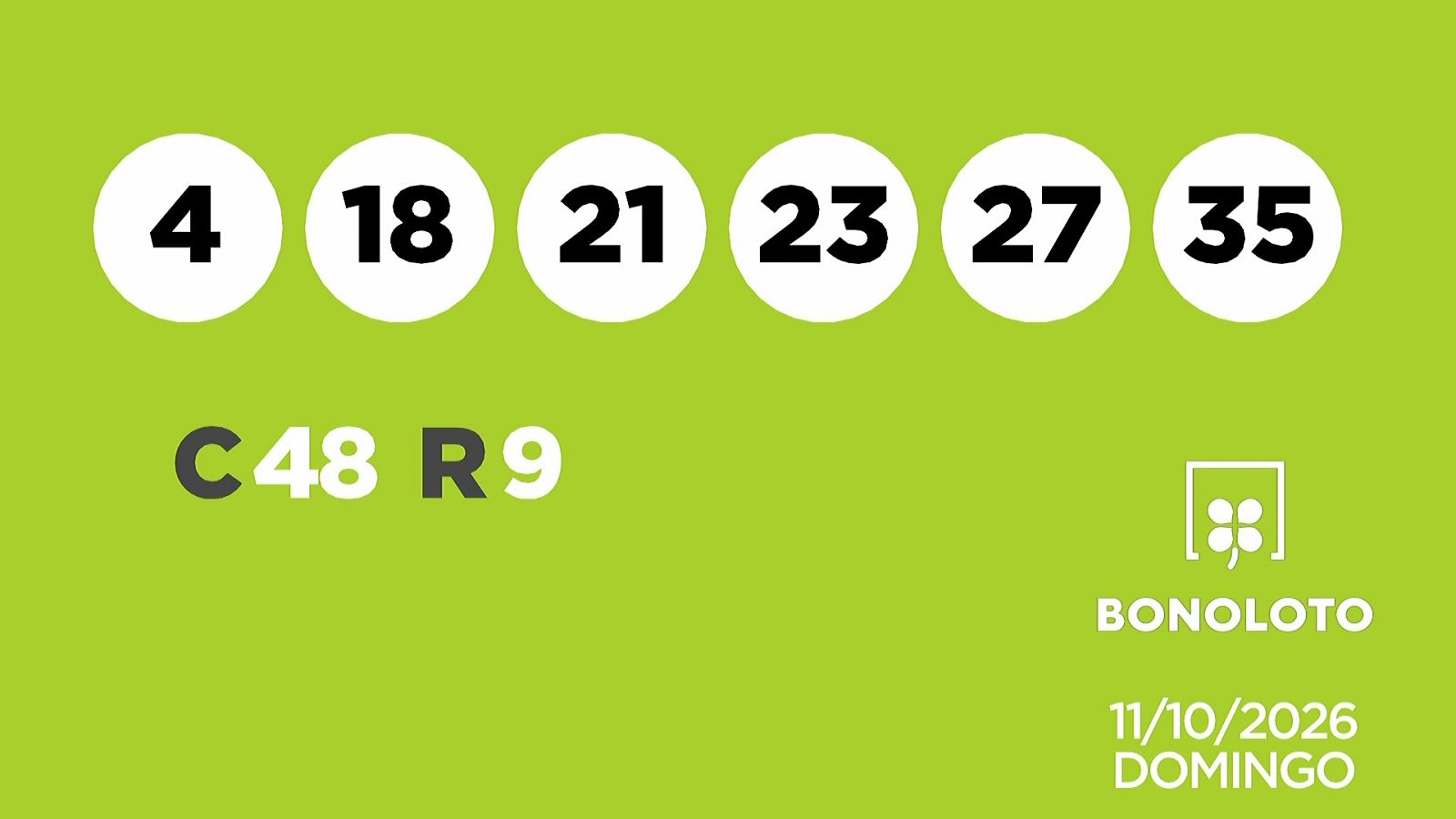 Sorteo de la Lotería Bonoloto del 11/10/2026 - Ver ahora