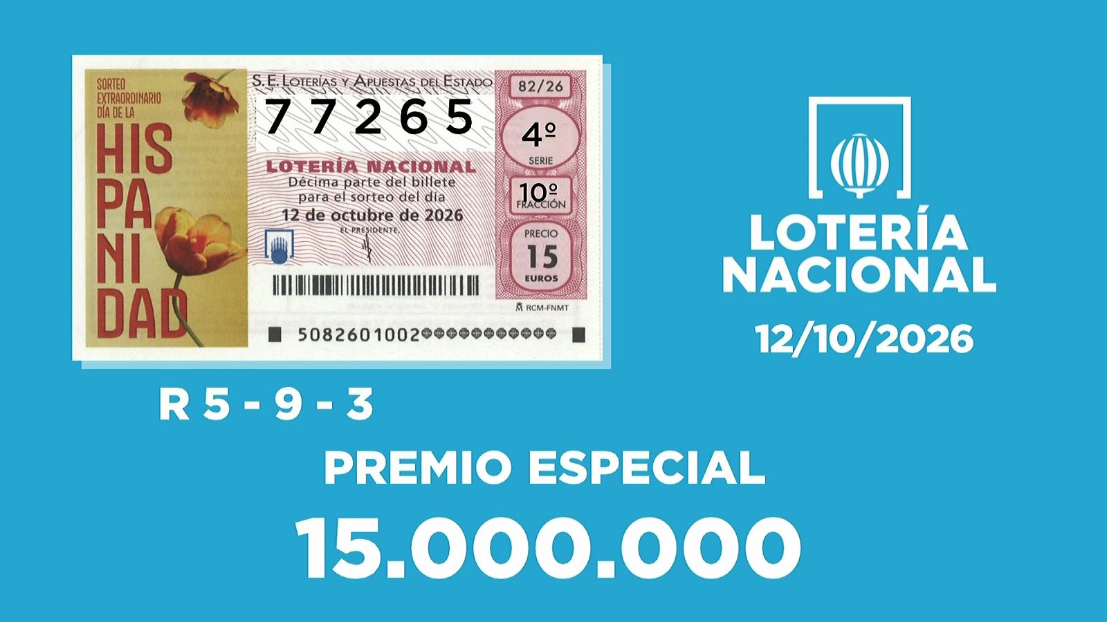 Sorteo de la Lotería Nacional del 12/10/2026 - Ver ahora