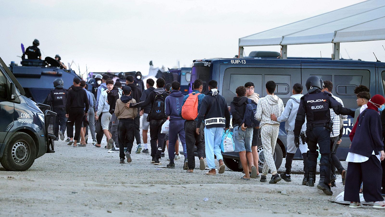 Desalojo del asentamiento de migrantes de El Guano, en Ceuta