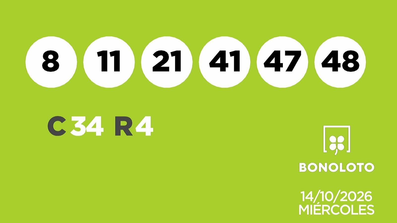 Sorteo de la Lotería Bonoloto del 14/10/2026 - Ver ahora