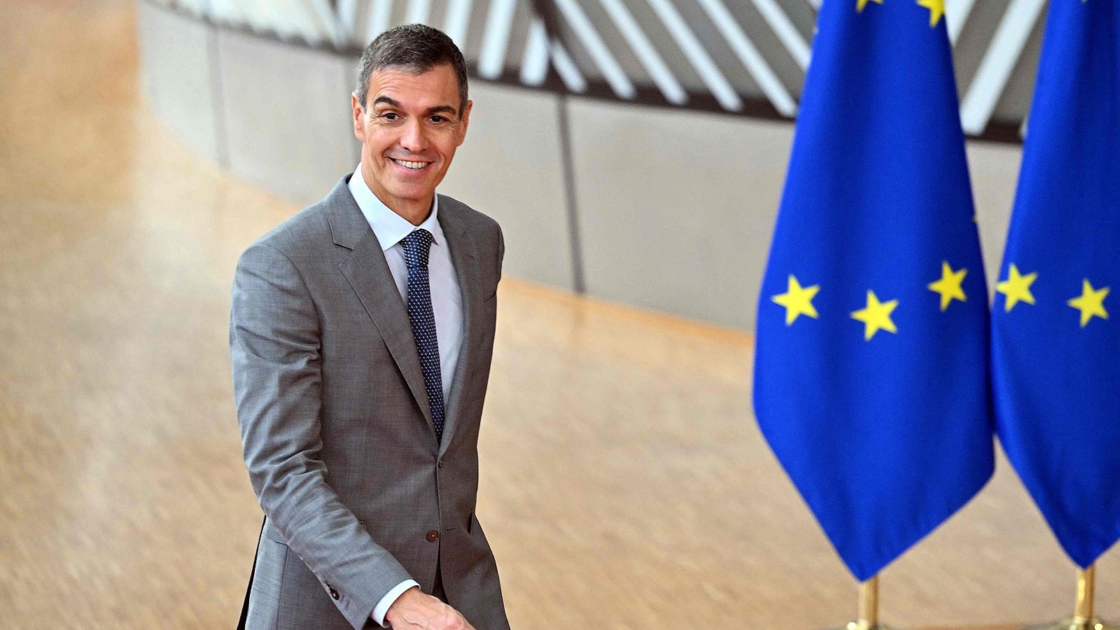 El presidente del Gobierno, Pedro Sánchez, a su llegada a Bruselas al Consejo Europeo.