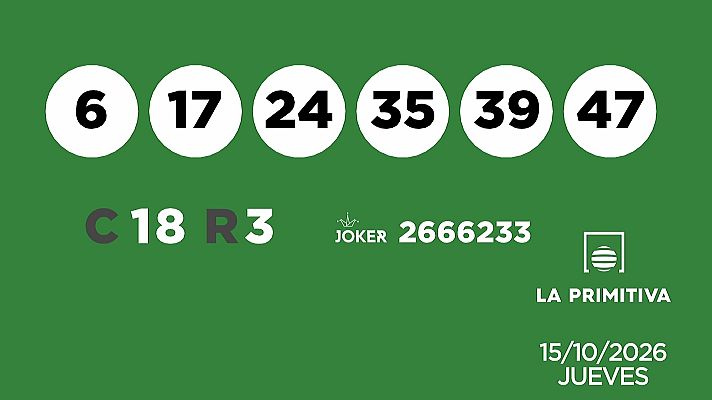 SELAE - Sorteo de la Lotería Primitiva y Joker del 15/10/2026