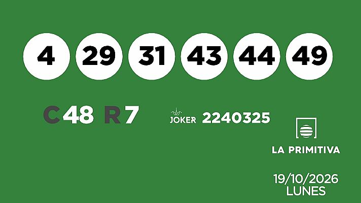 SELAE - Sorteo de la Lotería Primitiva y Joker del 19/10/2026