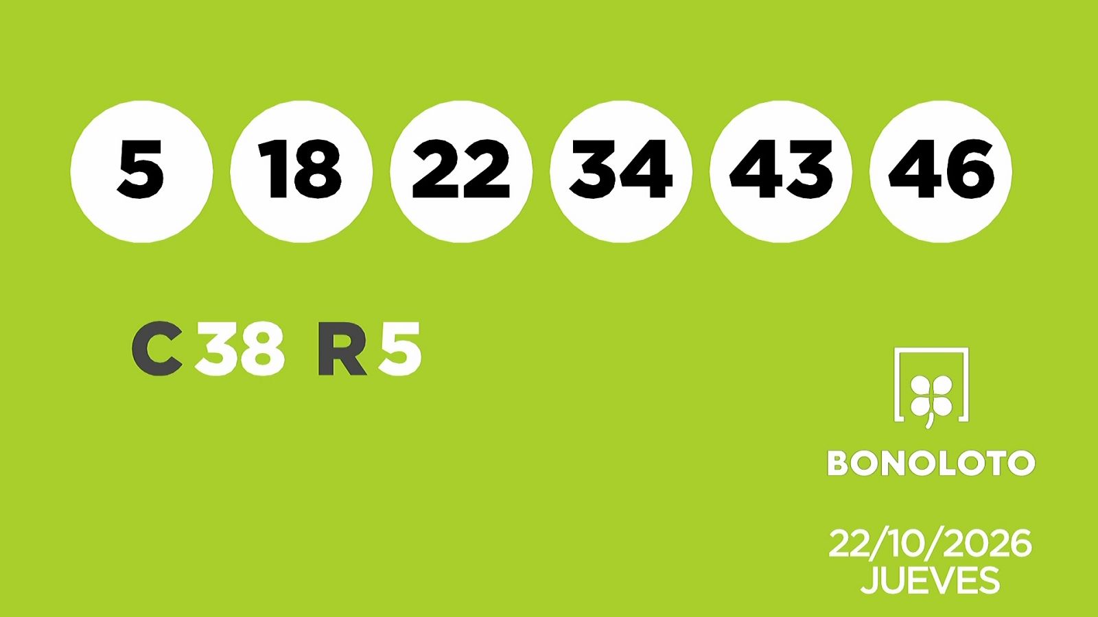 Sorteo de la Lotería Bonoloto del 22/10/2026 - Ver ahora