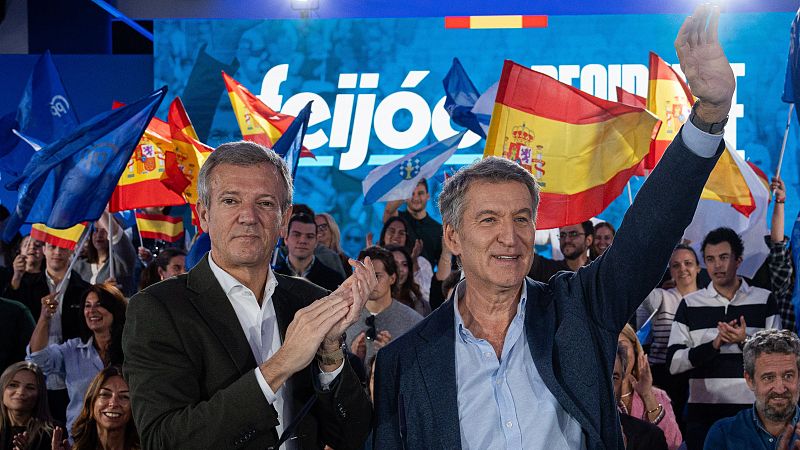 El presidente del PP, Alberto Núñez Feijóo y el presidente de la Xunta, Alfonso Rueda