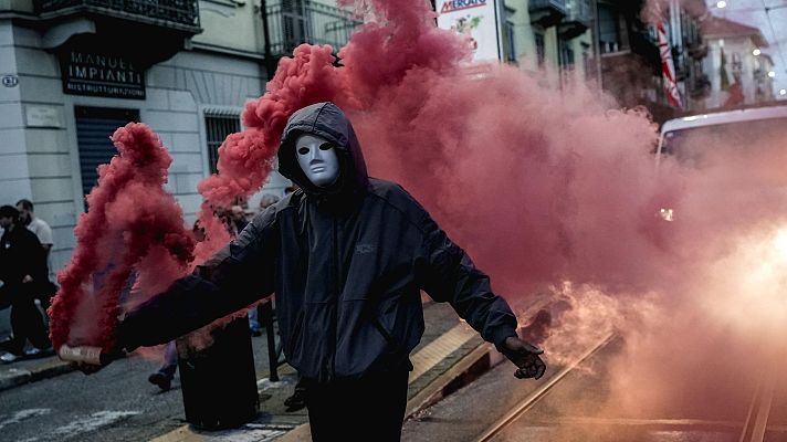 Telediario Fin de Semana - En Italia, Meloni ha endurecido la ley y extremado la seguridad ante las manifestaciones y protestas