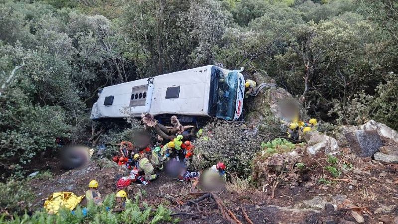 Accidente de autob�s en Fogars de Montcl�s, en la carretera BV-5114
