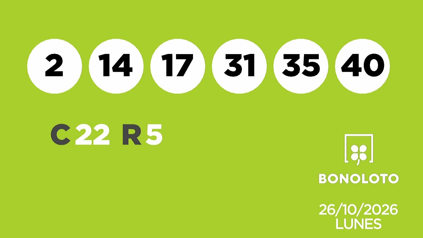 Sorteo de la Lotería Bonoloto del 26/10/2026 - Ver ahora