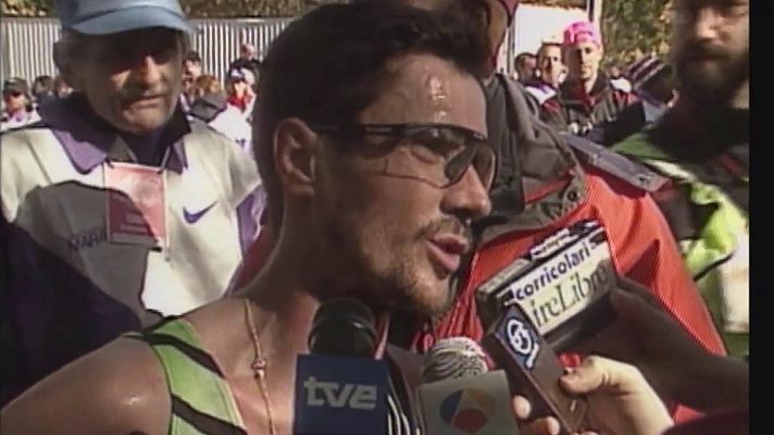 Deportes en el Archivo de RTVE - Martín Fiz acaba séptimo la maratón de Nueva York (Telediario 2 - 03/11/1996)