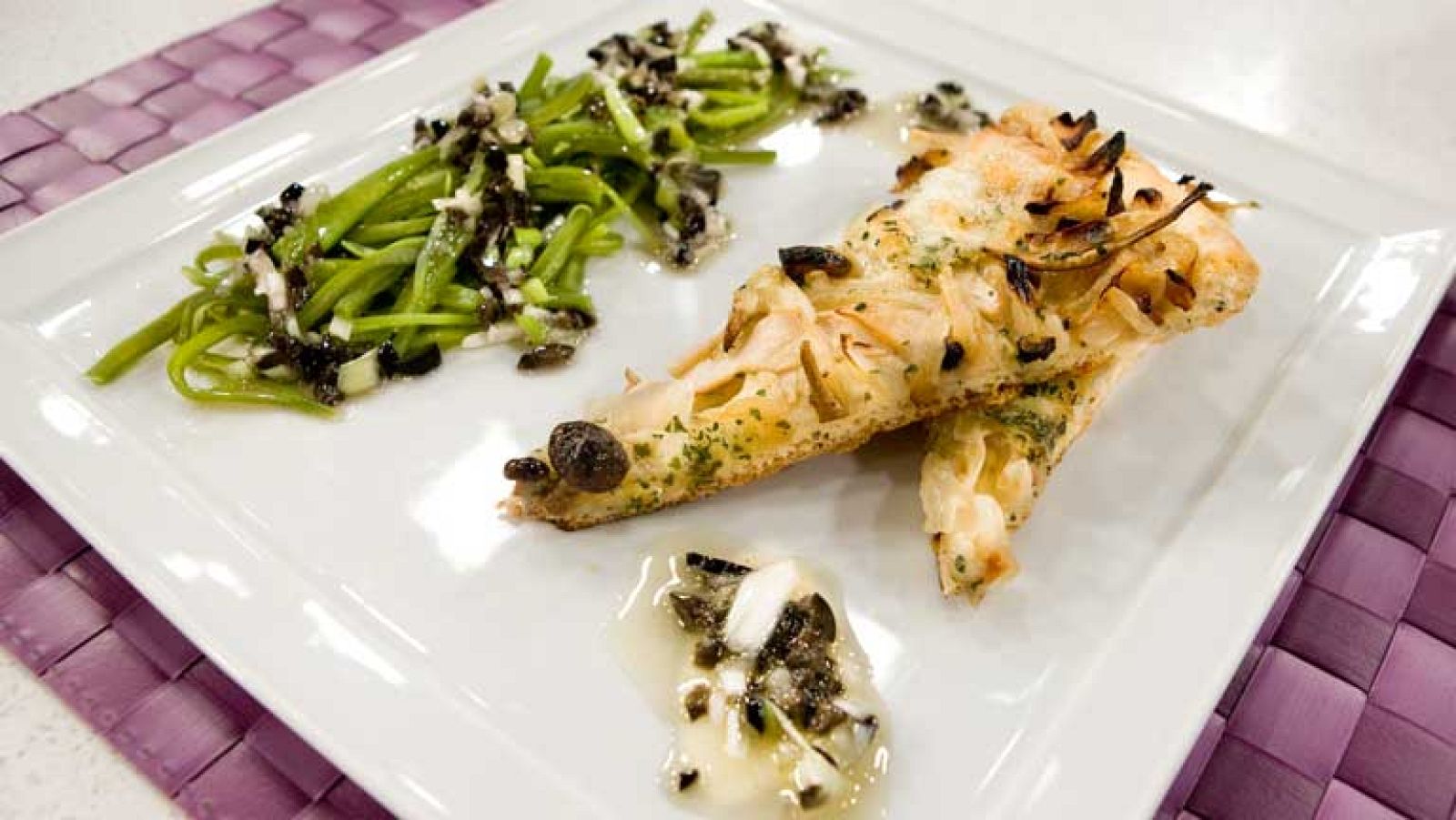 Saber cocinar - Pizza con setas y mozzarella con judías salteadas