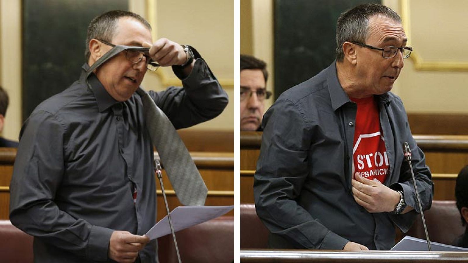 Baldoví se quita la ropa en el Congreso para denunciar los desahucios - Informativo 24h | Ver