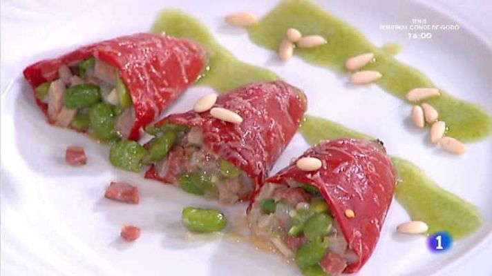 Cocina con Sergio - Piquillos con habas y butifarra