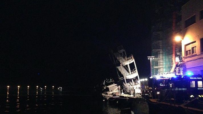 Telediario 1 - Accidente martítimo en Génova