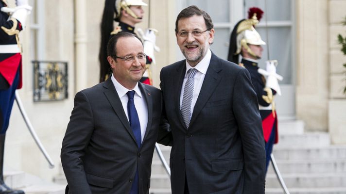 Telediario 1 - François Hollande se reúne con Mariano Rajoy en el Palacio del Elíseo en París