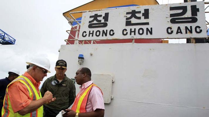 Telediario 1 - Barco norcoreano en Panamá