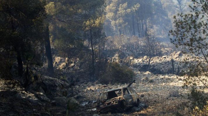 Telediario 1 - Incendio en d'Estellencs, Mallorca
