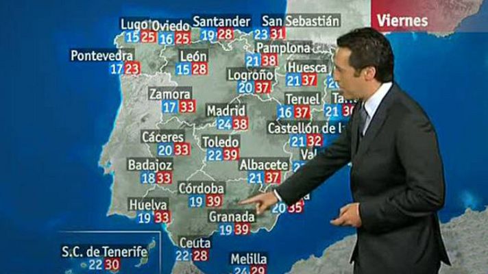 El tiempo - Temperaturas altas en el centro peninsular y chubascos débilles en el Cantábrico
