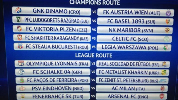 Champions League - Sorteo UEFA Champions. Play Off