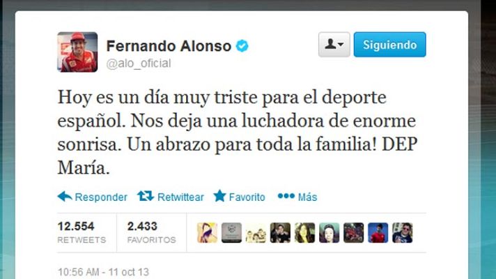 Telediario 1 - El mundo del motor, conmocionado con la muerte de María de Villota