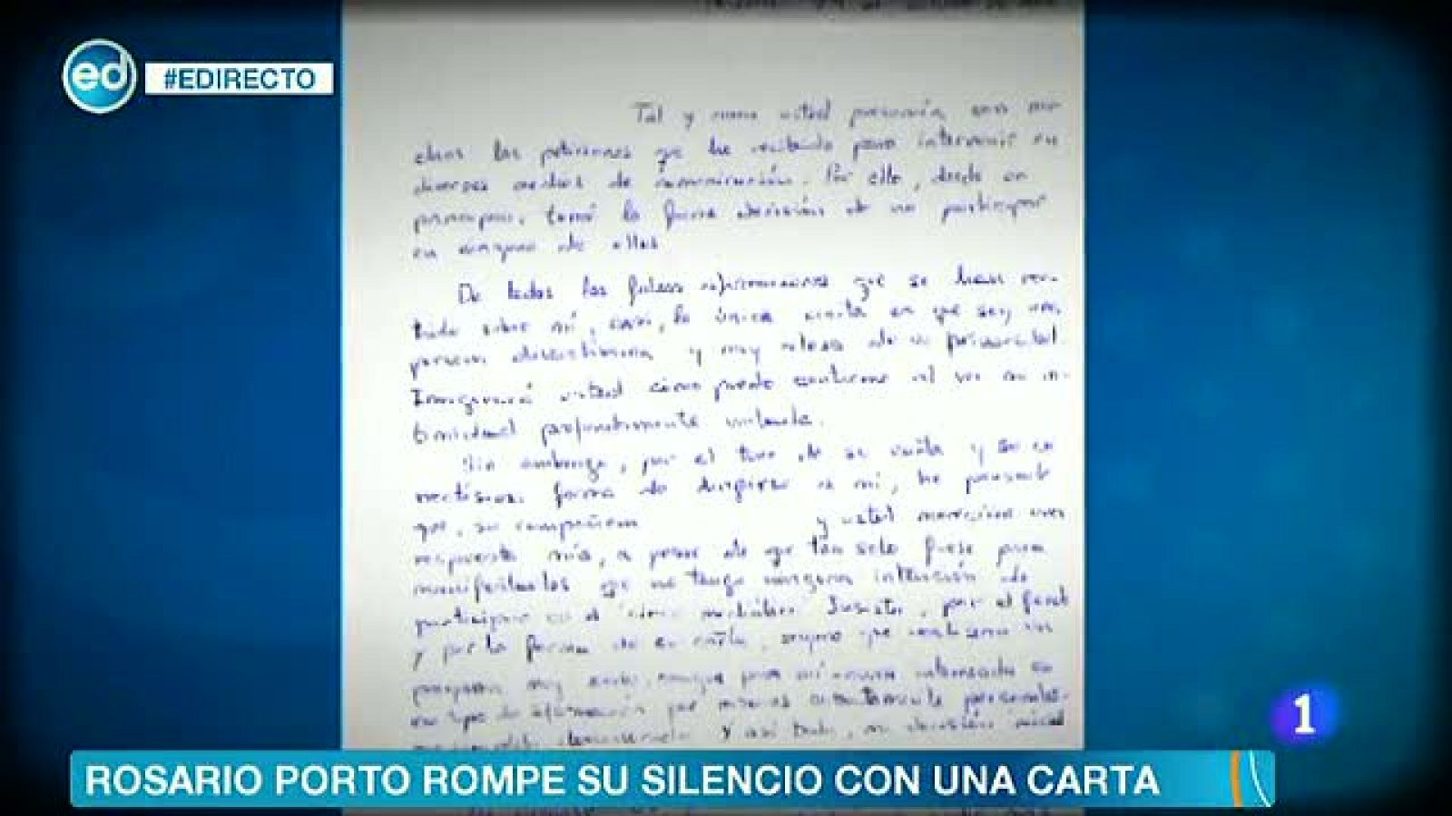España Directo- Rosario Porto rompe su silencio a través de una carta