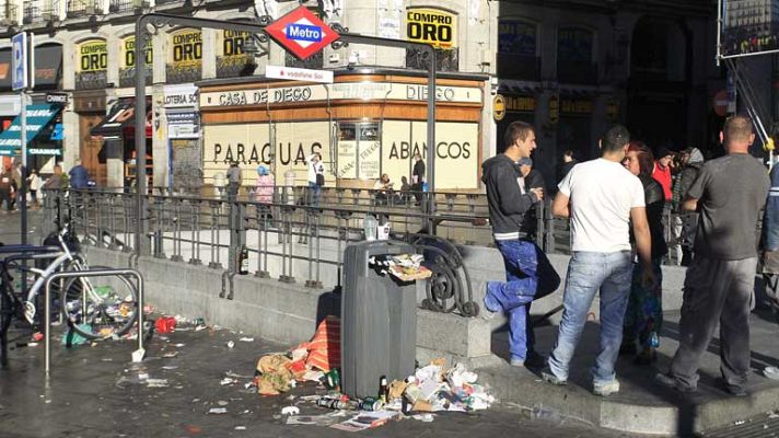 Telediario 1 - Basura en las calles de Madrid